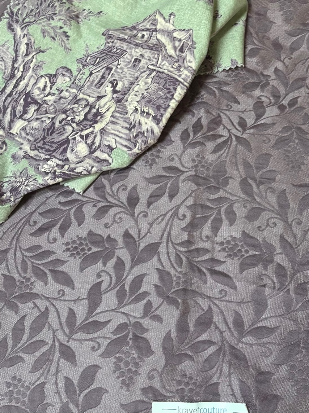 Vintage Kravet Couture Lilac Matelasse Tapestry Fabric cotton/ linen